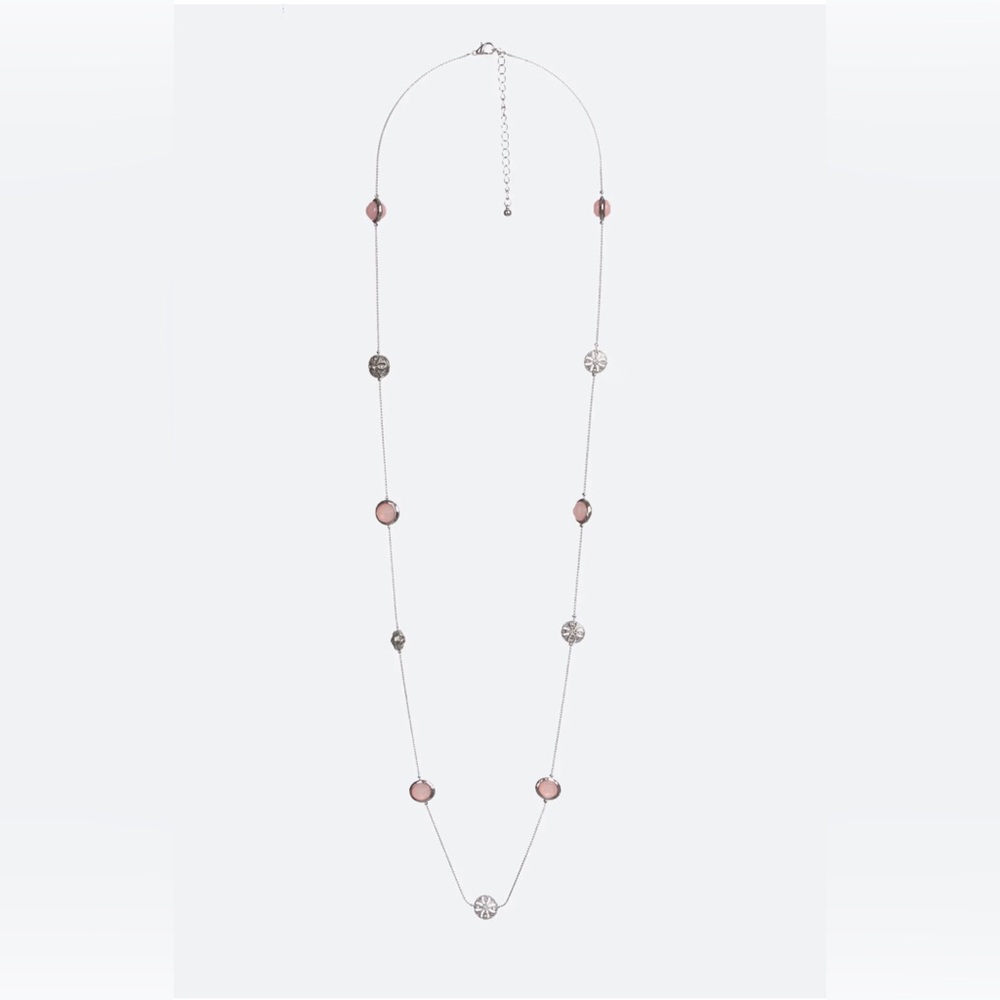 NWT Bancroft Silver and Pink Long Layering Necklace